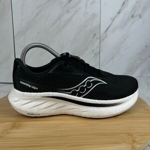 Saucony Ride 18 Womens Size 7 Medium B Black White Running Shoes S11000-100